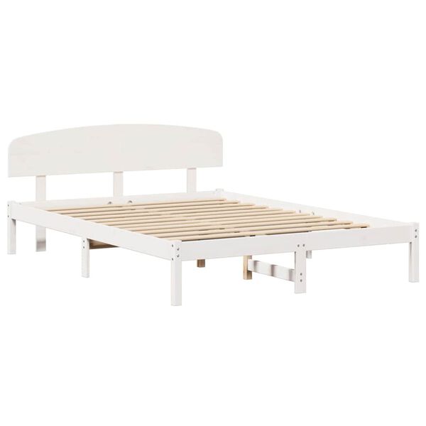 vidaXL Σκελετός Κρεβατιού Λευκό 140 x 200 cm Μασίφ ξύλο πεύκου