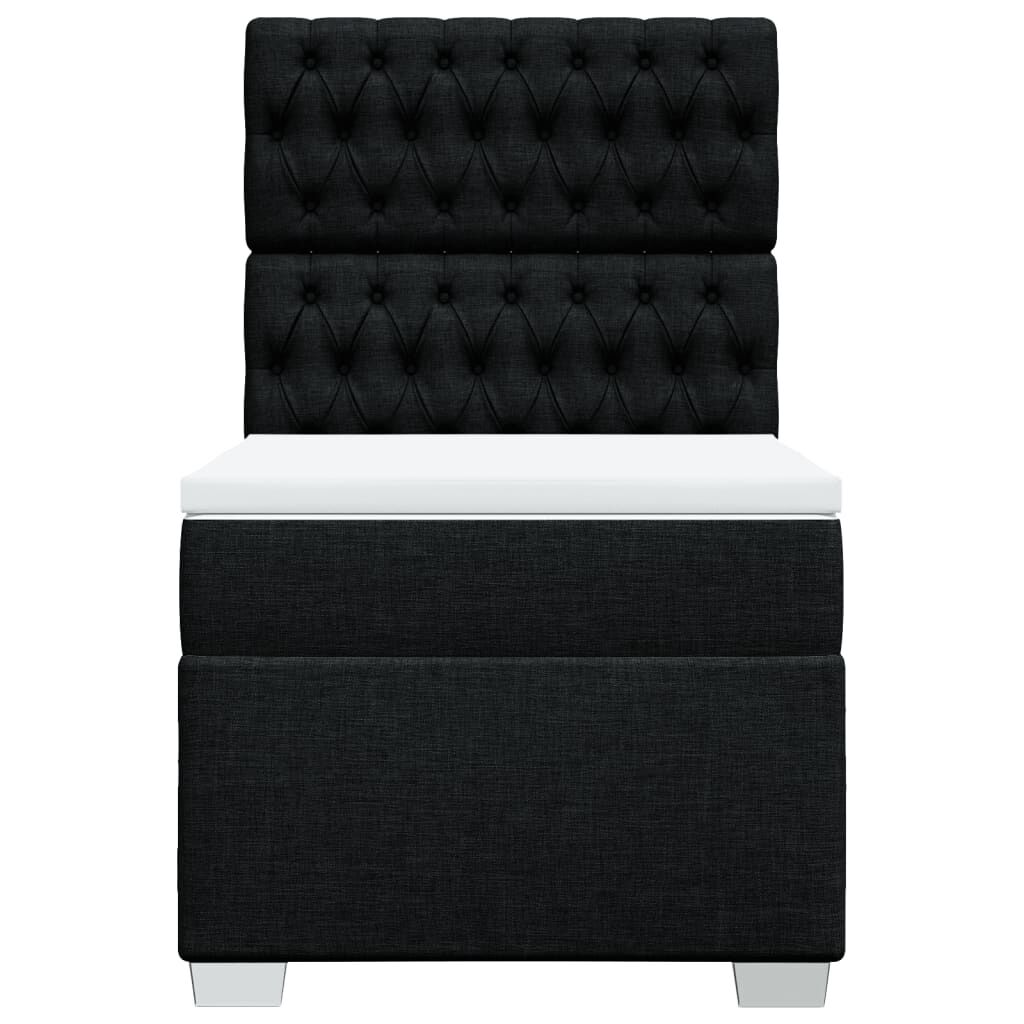 vidaXL Κρεβάτι Boxspring με Στρώμα Μαύρο 90x200 εκ. Υφασμάτινο