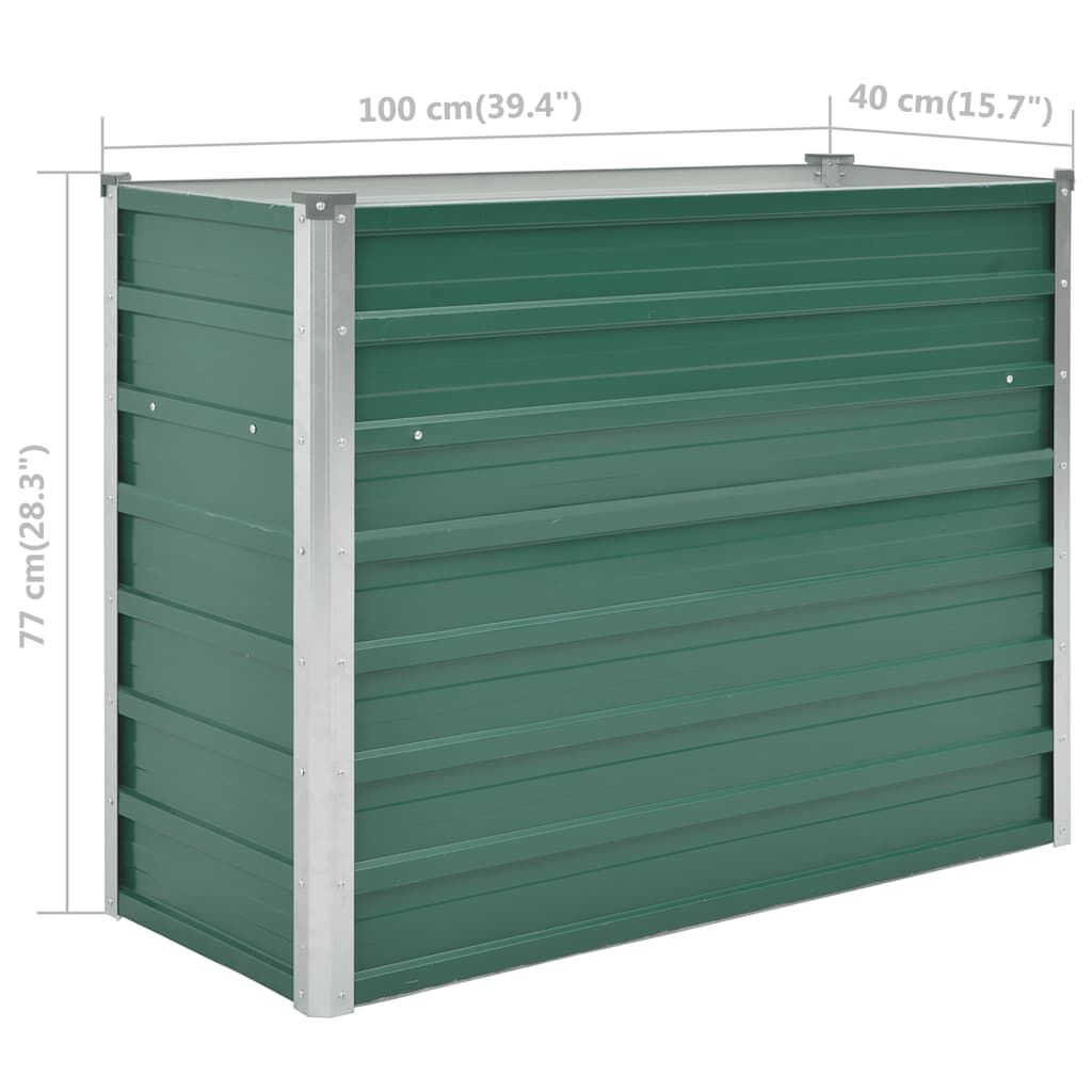 vidaXL Ζαρντινιέρα Υπερυψωμένη Πράσινη 100x40x77 εκ. Γαλβαν. Χάλυβας