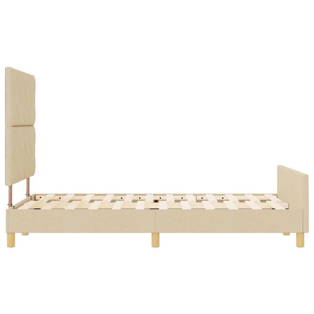 vidaXL Σκελετός Κρεβατιού με κεφαλάρι Κρεμ 120 x 190 cm ύφασμα