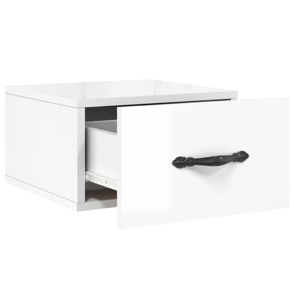 vidaXL Κομοδίνο Επιτοίχιο Γυαλιστερό Λευκό 35 x 35 x 20 εκ.