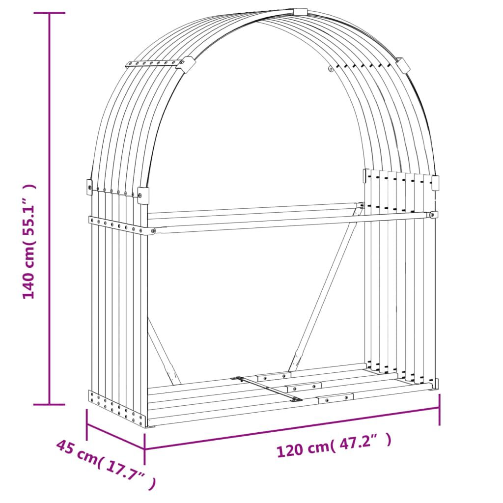 vidaXL Ξυλοθήκη Πράσινη 120 x 45 x 140 εκ. από Γαλβανισμένο Ατσάλι