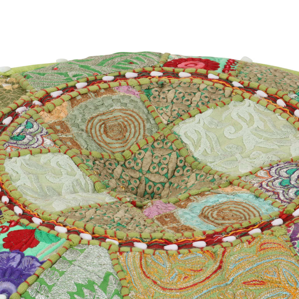 vidaXL Πουφ Patchwork Στρογγυλό Χειροποίητο Πράσινο 40x20 εκ. Βαμβάκι