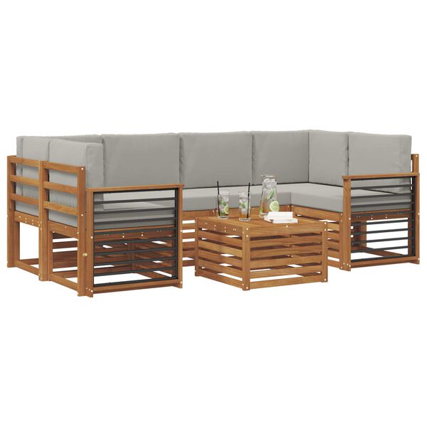 vidaXL &Sigma;&epsilon;&tau; &Kappa;&alpha;&nu;&alpha;&pi;έ 7 pcs &Phi;&upsilon;&sigma;&iota;&kappa;ό &kappa;&alpha;&iota; &Alpha;&nu;&omicron;&iota;&chi;&tau;ό &Gamma;&kappa;&rho;&iota; &Sigma;&tau;&epsilon;&rho;&epsilon;ό &Xi;ύ&lambda;&omicron; &Alpha;&kappa;&alpha;&kappa;ί&alpha;&sigmaf;