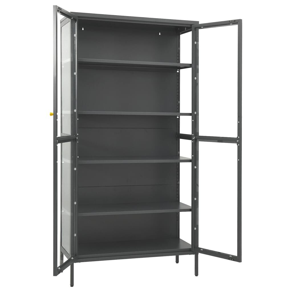 vidaXL Ντουλάπα Βιτρίνας Ανθρακί 90x40x180 εκ. Ατσάλι / Ψημένο Γυαλί