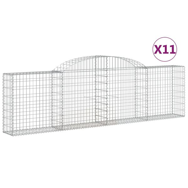 vidaXL Συρματοκιβώτια Τοξωτά 11 τεμ. 300x30x80/100 εκ. Γαλβαν. Ατσάλι