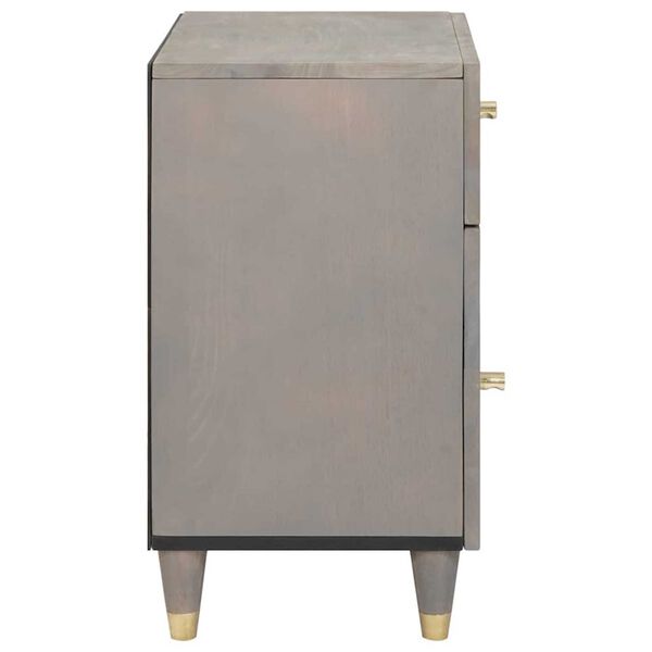 vidaXL Κομοδίνο με συρτάρι Γκρι 50 x 33 x 60 εκ Μασίφ ξύλο μάνγκο