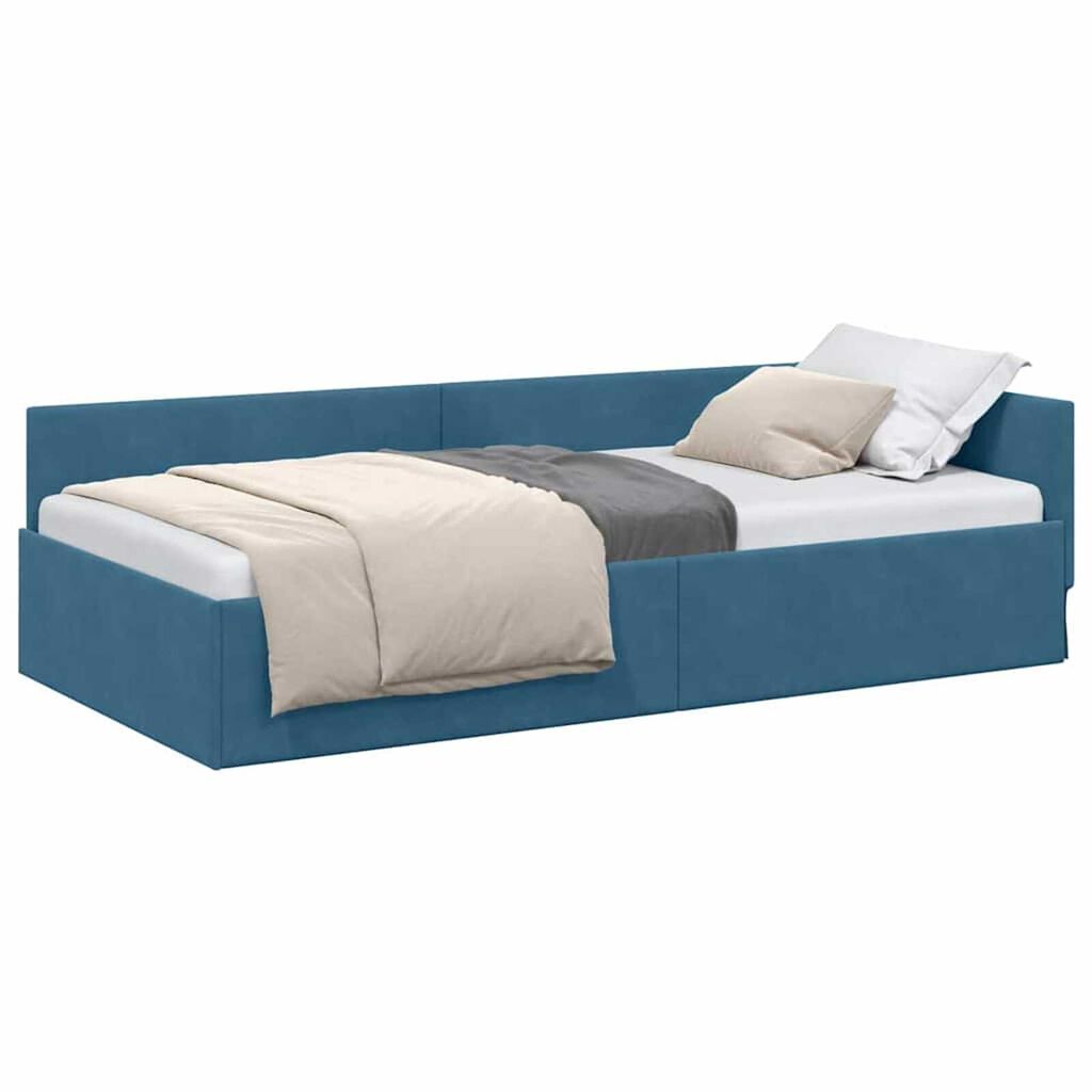vidaXL Κρεβάτι Γωνίας Μπλε 80 x 200 cm Βελούδο και Εργοστασιακό ξύλο
