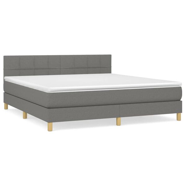 vidaXL Κρεβάτι Boxspring με Στρώμα Σκούρο Γκρι 180x200 εκ Υφασμάτιν
