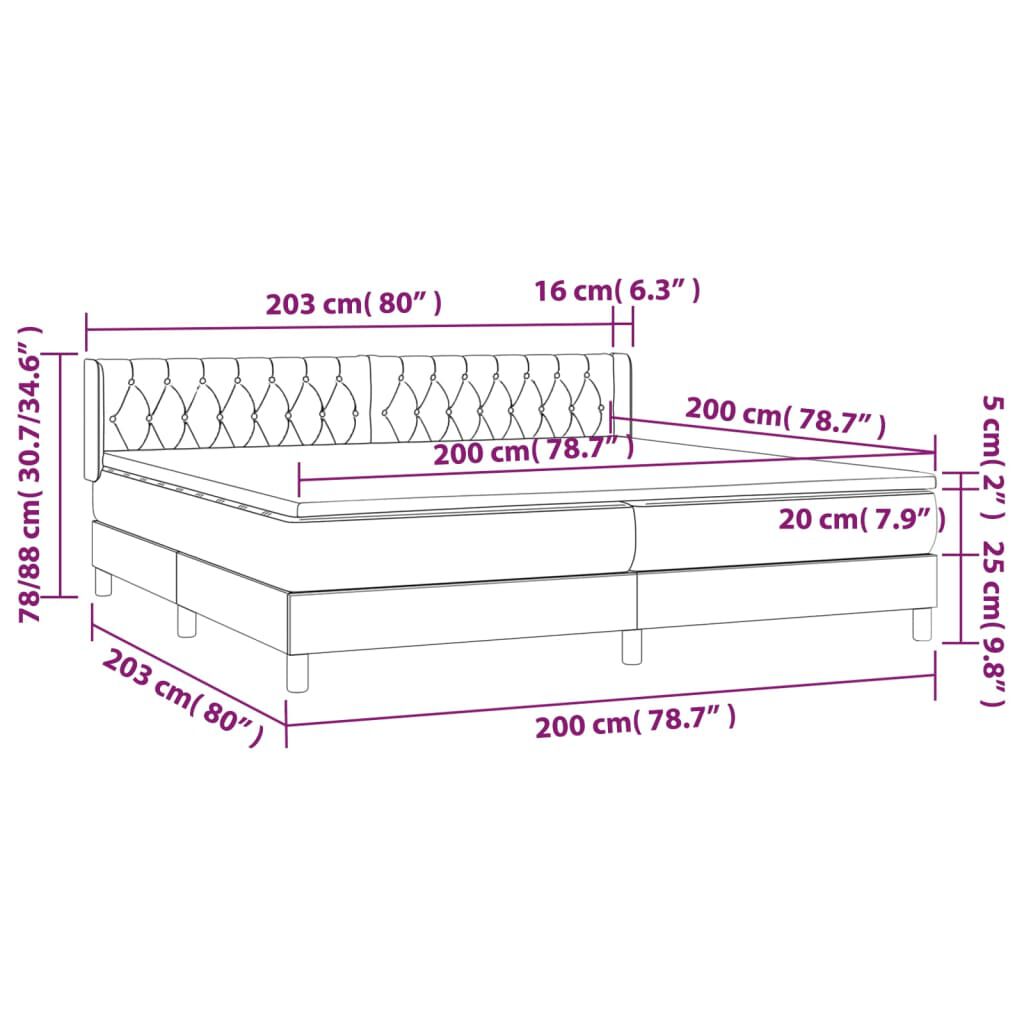 vidaXL Κρεβάτι Boxspring με Στρώμα Κρεμ 200x200 εκ. Υφασμάτινο