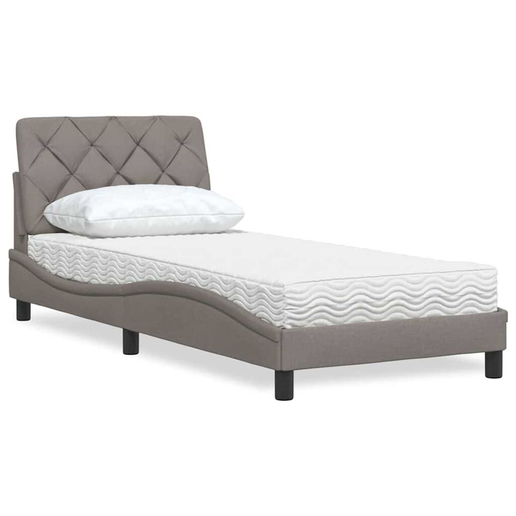 vidaXL Κρεβάτι με Στρώμα Taupe 80x200 εκ. Υφασμάτινο