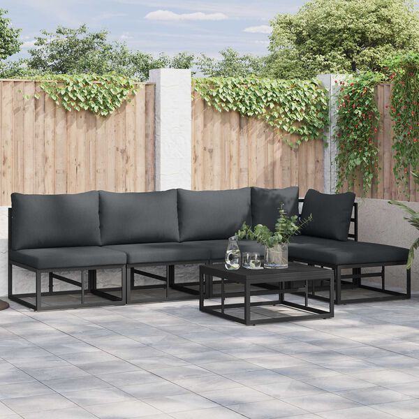 vidaXL Σετ Καναπέ Κήπου 5 pcs Μαύρο 281.5 x 141.5 x 71 εκ. Αλουμίνιο