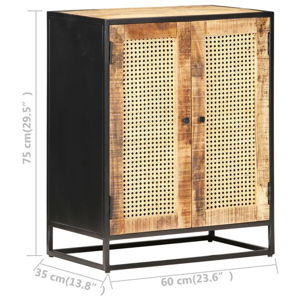 vidaXL Ντουλάπι 60x35x75 εκ. Ακατέργ. Ξύλο Μάνγκο/Φυσικό Ζαχαροκάλαμο