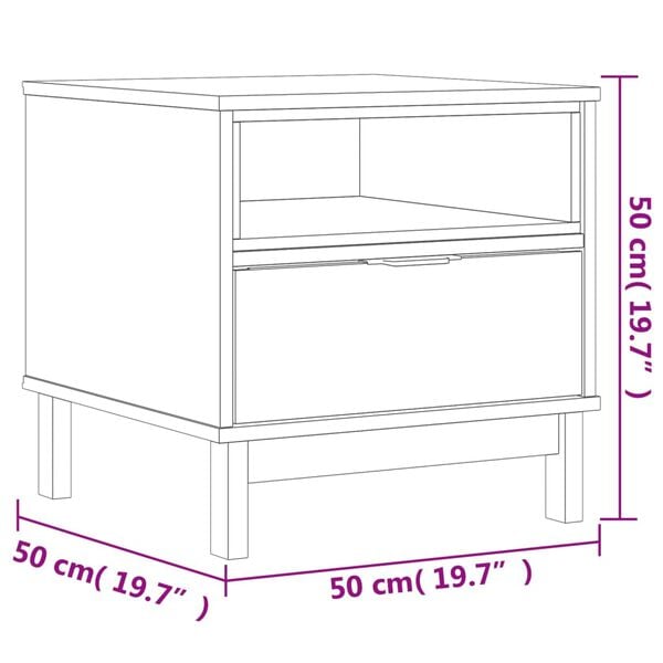 vidaXL Τραπεζάκι Βοηθητικό FLAM 50 x 50 x 50 εκ. από Μασίφ Ξύλο Πεύκου