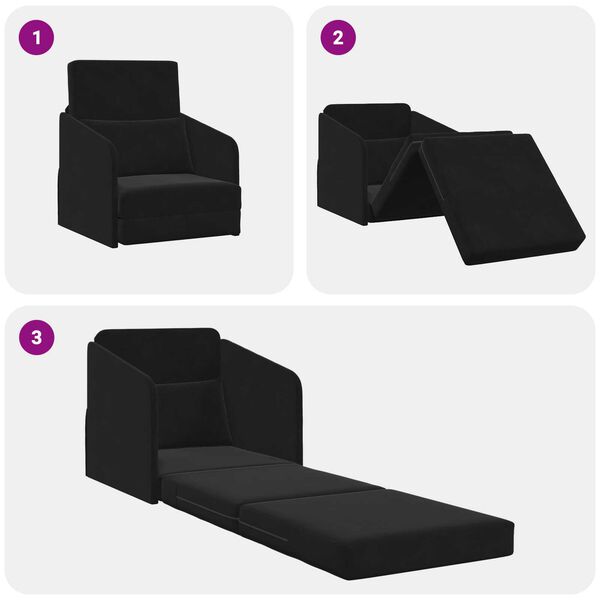 vidaXL Κρεβάτι καναπές Μαύρο 65 x 80 x 83 εκ. Βελούδο
