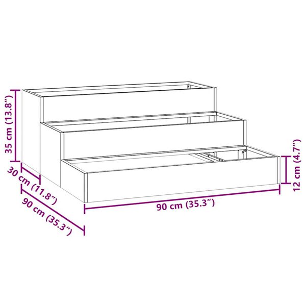 vidaXL Γλάστρα Κήπου Μαύρο 90 x 90 x 35 εκ Ατσάλι