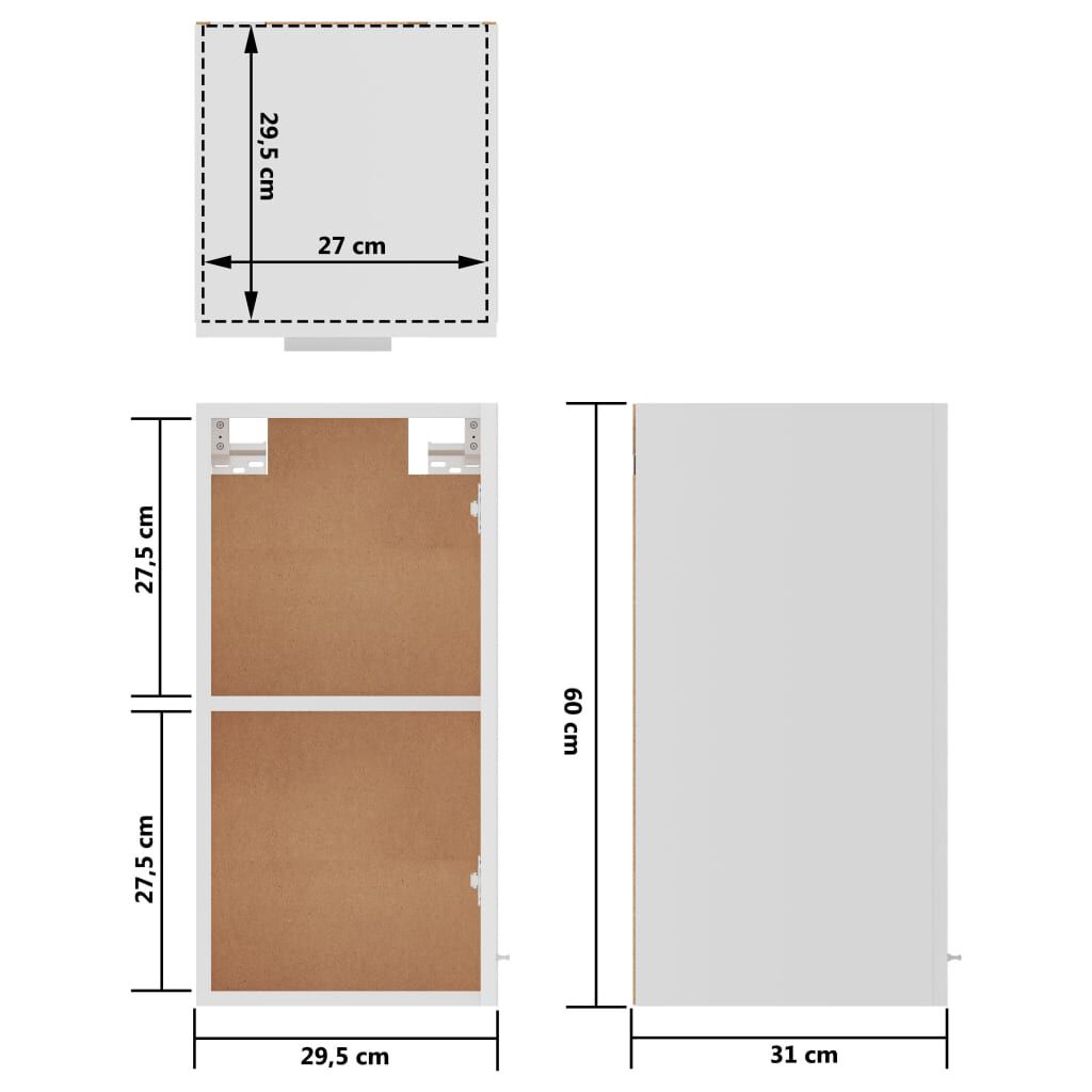 vidaXL Ντουλάπι Κρεμαστό Lyon Λευκό 29,5 x 31 x 60 εκ. από Επεξ. Ξύλο
