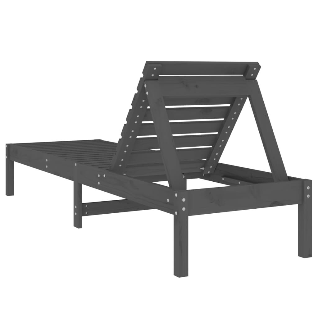 vidaXL Ξαπλώστρα Γκρι 199,5 x 60 x 74 εκ. από Μασίφ Ξύλο Πεύκου