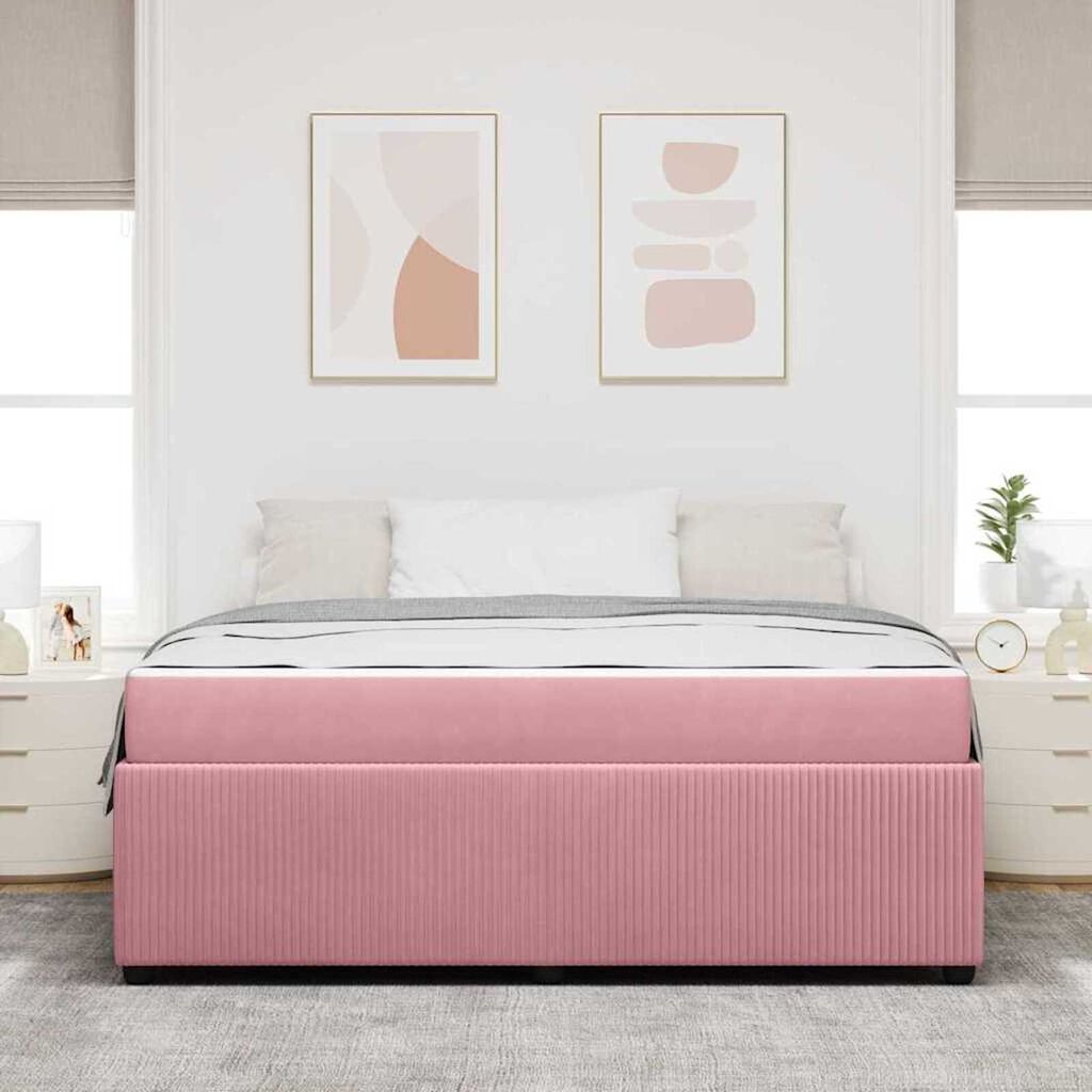 vidaXL Σκελετός κρεβατιού με στρώμα Άλλο Ροζ 180 x 200 cm Βελούδο