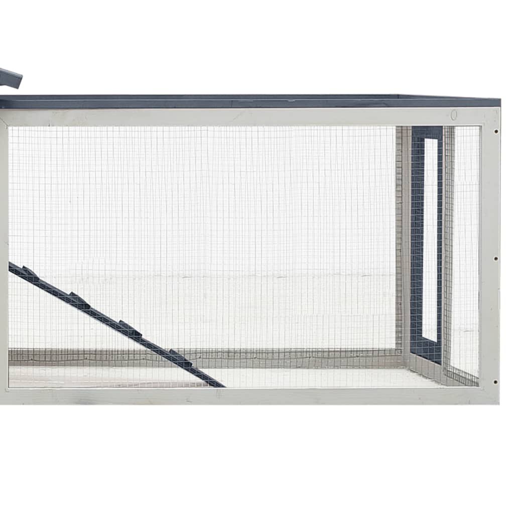 vidaXL Κλουβί Κουνελιών Γκρι 310x70x87 εκ. Μασίφ Ξύλο Πεύκου/Ελάτης