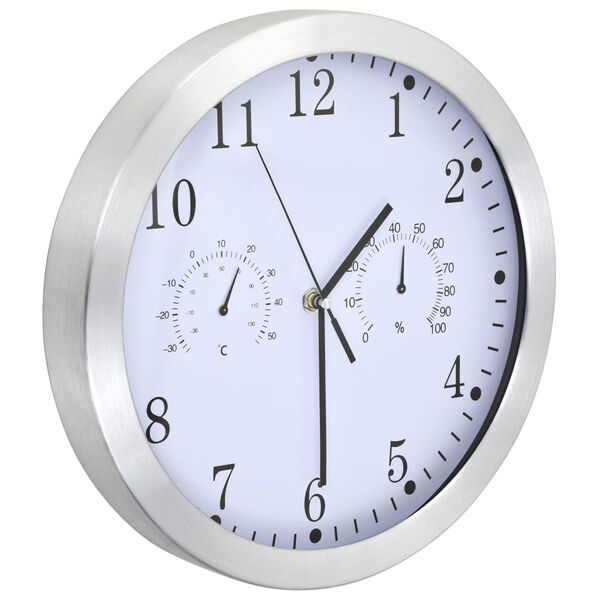 vidaXL Ρολόι Τοίχου Λευκό 30 εκ. Quartz με Υγρόμετρο και Θερμόμετρο