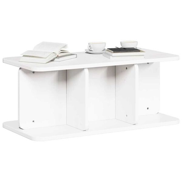 vidaXL Τραπεζάκι σαλονιού Λευκό 80 x 39.5 x 33.5 εκ Μασίφ ξύλο πεύκου