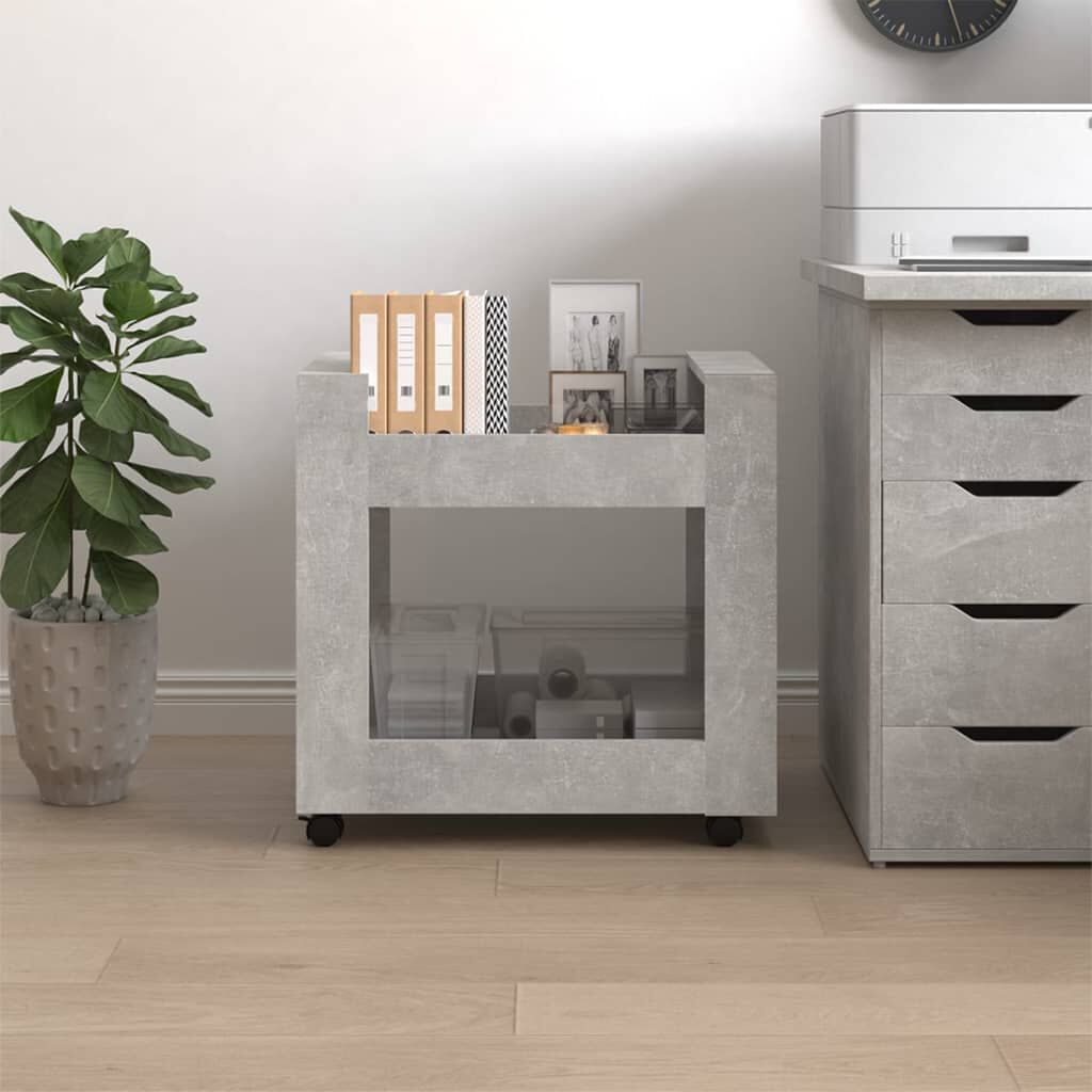 vidaXL Γραφείο Τρόλεϊ Γκρι Σκυρ. 60x45x60 εκ. από Επεξεργασμένο Ξύλο