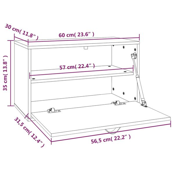 vidaXL Ντουλάπι Τοίχου Λευκό 60x30x35 εκ. από Μασίφ Ξύλο Πεύκου