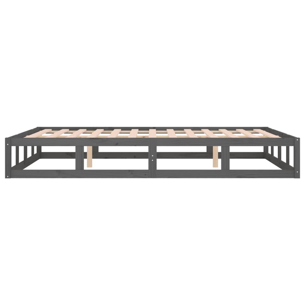 vidaXL Πλαίσιο Κρεβατιού Γκρι 150 x 200 εκ. Μασίφ Ξύλο King Size