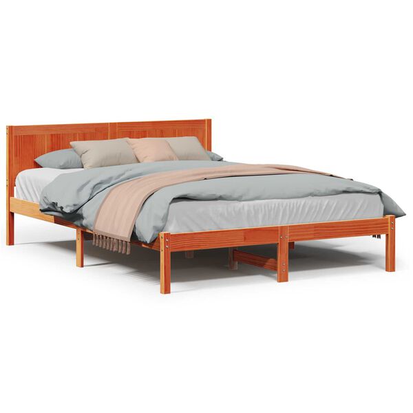vidaXL Σκελετός Κρεβατιού Καφέ 160 x 200 cm Μασίφ ξύλο πεύκου