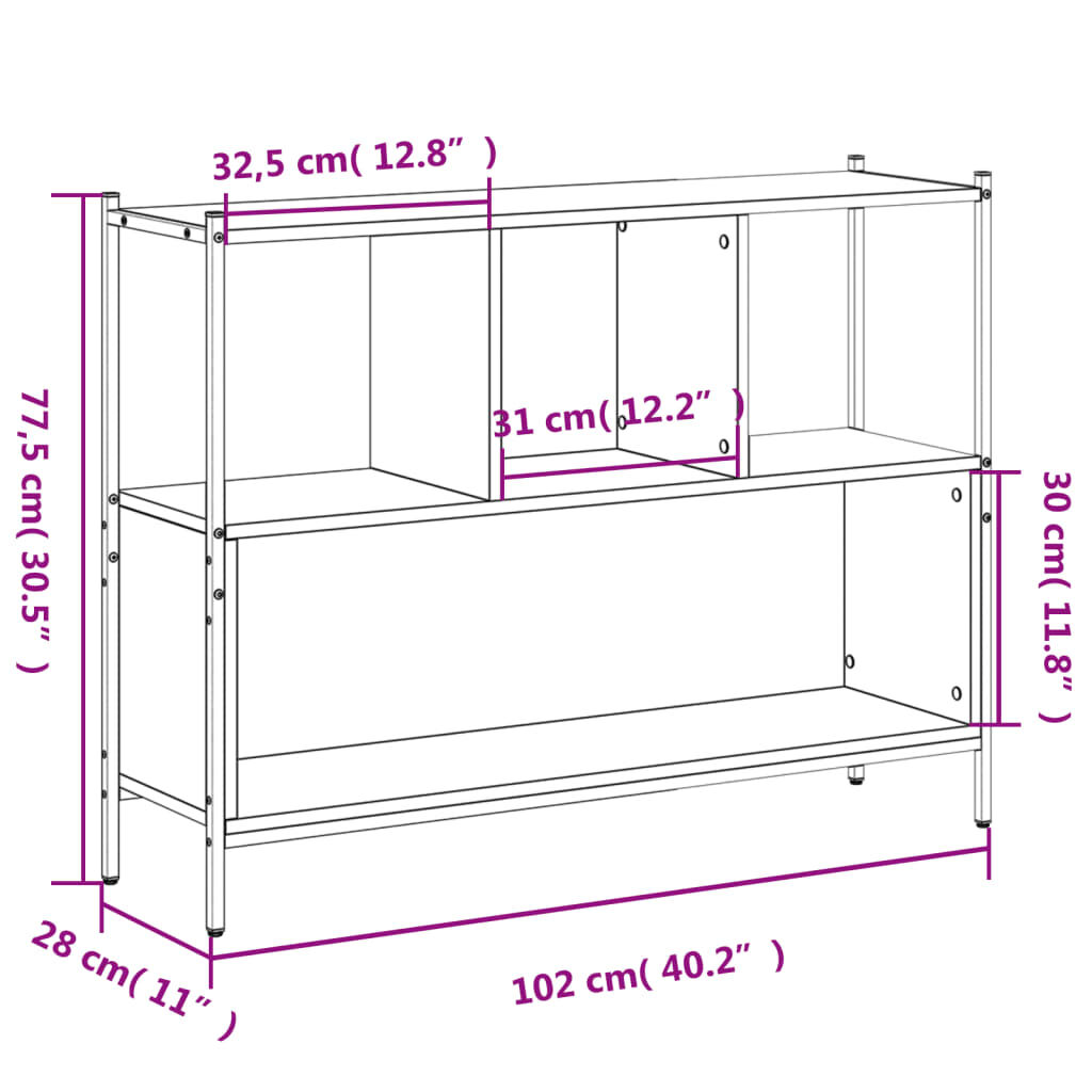 vidaXL Βιβλιοθήκη Καπνιστή Δρυς 102x28x77,5 εκ. από Επεξεργασμένο Ξύλο