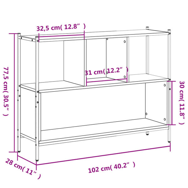 vidaXL Βιβλιοθήκη Καπνιστή Δρυς 102x28x77,5 εκ. από Επεξεργασμένο Ξύλο