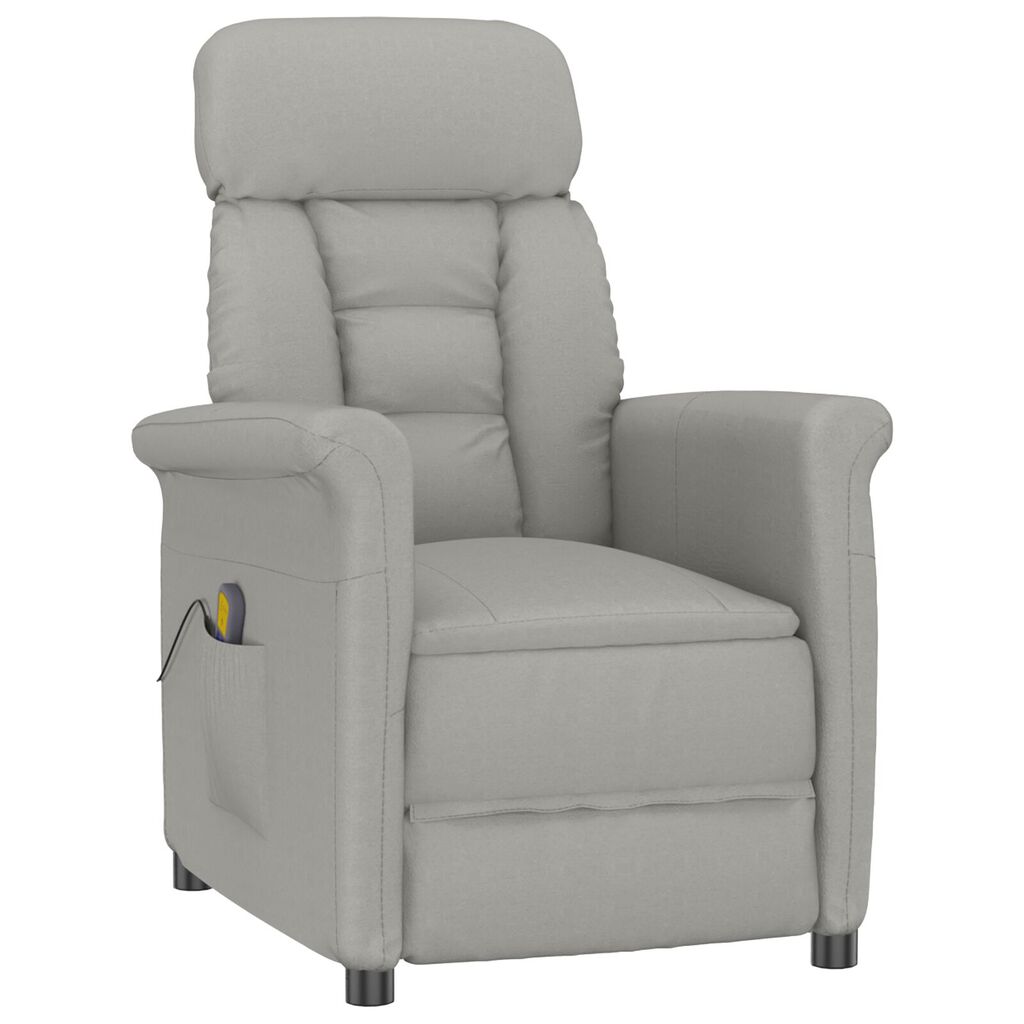 vidaXL Πολυθρόνα Μασάζ Ανοιχτό Γκρι Microfibre