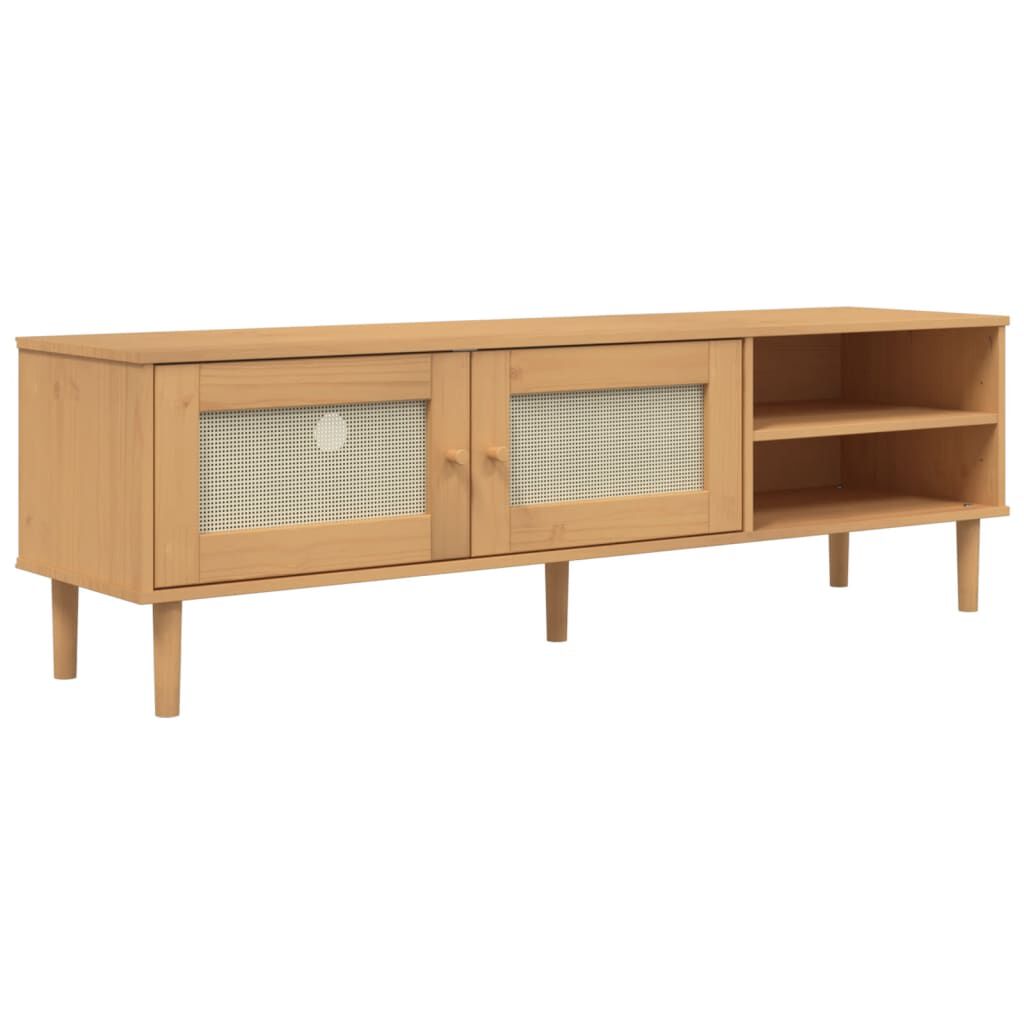 vidaXL Έπιπλο Τηλεόρασης SENJA Καφέ / Ρατάν 158x40x49 εκ. Μασίφ Πεύκο