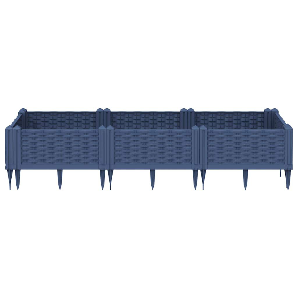 vidaXL Ζαρντινιέρα με Πασσάλους Μπλε Γκρι 125x40x28,5 εκ. Πολυπροπυλένιο