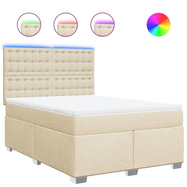 vidaXL &Kappa;&rho;&epsilon;&beta;ά&tau;&iota; Boxspring &mu;&epsilon; &Sigma;&tau;&rho;ώ&mu;&alpha; &Kappa;&rho;&epsilon;&mu; 140x200 &epsilon;&kappa;. &Upsilon;&phi;&alpha;&sigma;&mu;ά&tau;&iota;&nu;&omicron;