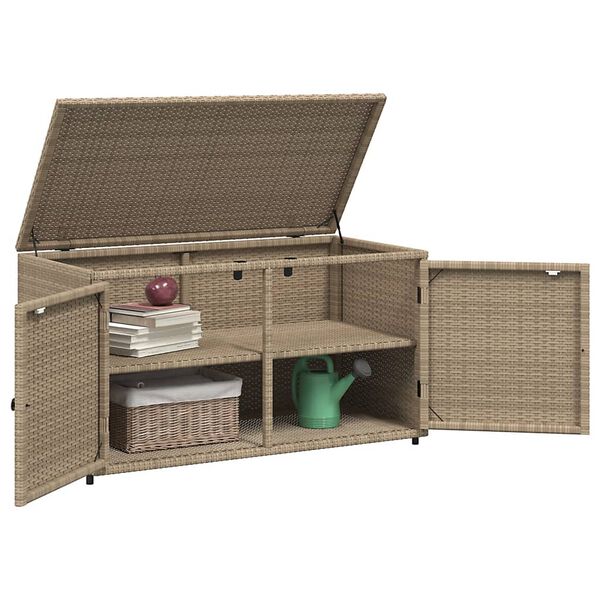 vidaXL Ντουλάπι Αποθήκευσης Κήπου Beige 110x55x60,5εκ. Συνθετικό Ρατάν