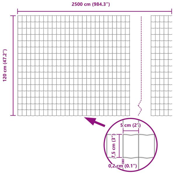 vidaXL Ευρωπαϊκή περίφραξη με 13 πόστα 1.2x25 μ Γαλβανισμένος χάλυβας γκρι