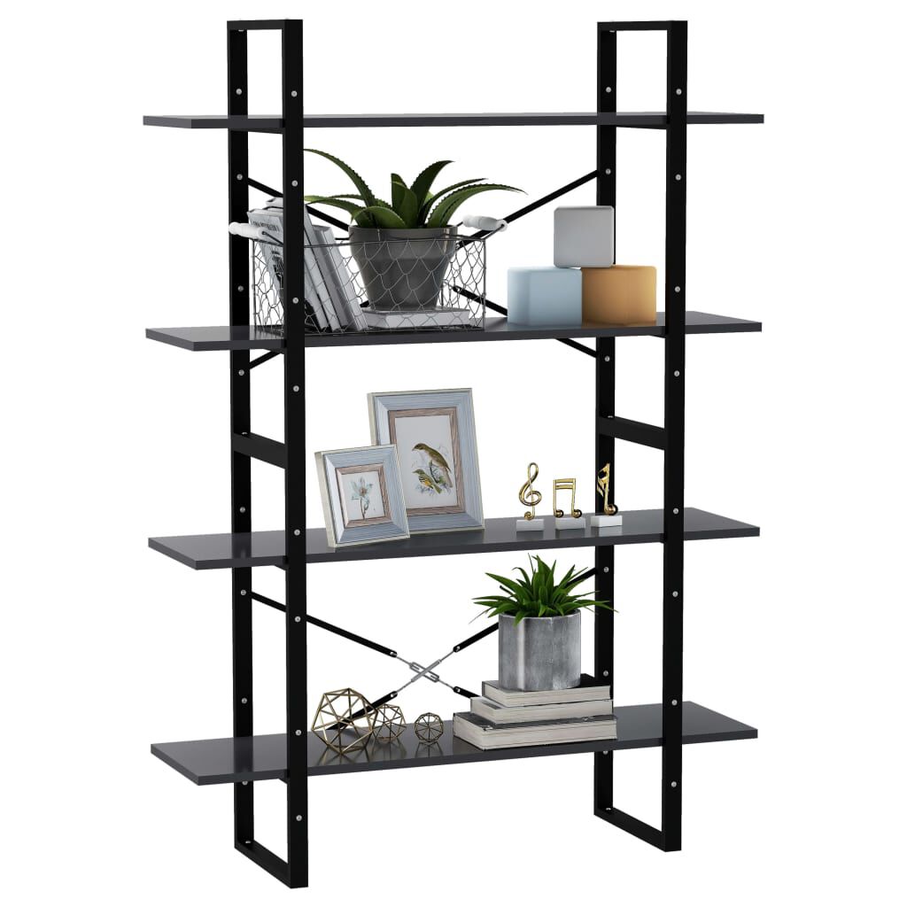 vidaXL Βιβλιοθήκη με 4 Ράφια Γκρι 100 x 30 x 140 εκ. από Επεξ. Ξύλο