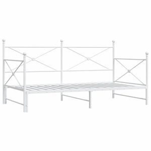 vidaXL Κρεβάτι ημέρας με καρότσα χωρίς στρώμα Λευκό 100x200 cm Ατσάλι