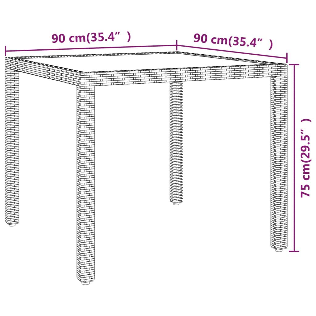 vidaXL Τραπέζι Κήπου Μπεζ 90x90x75 εκ. Συνθετικό Ρατάν