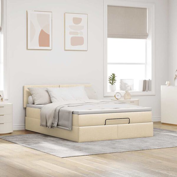 vidaXL &Omicron;&theta;&omega;&mu;&alpha;&nu;&iota;&kappa;ό &kappa;&rho;&epsilon;&beta;ά&tau;&iota; &mu;&epsilon; &sigma;&tau;&rho;ώ&mu;&alpha; Cream 140x190cm ύ&phi;&alpha;&sigma;&mu;&alpha;