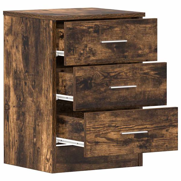 vidaXL Κομοδίνα 2 Τεμ. Καπνιστή Δρυς 38x35x56 εκ. από Επεξεργ. Ξύλο