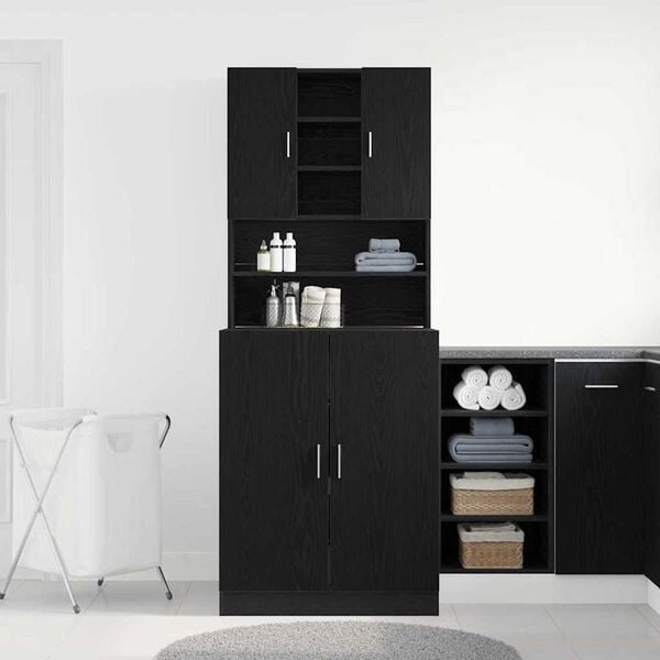 vidaXL Ντουλάπι πλυντηρίου 2 pcs Μαύρη δρυς 70.5 x 71.5 x 181.5 εκ