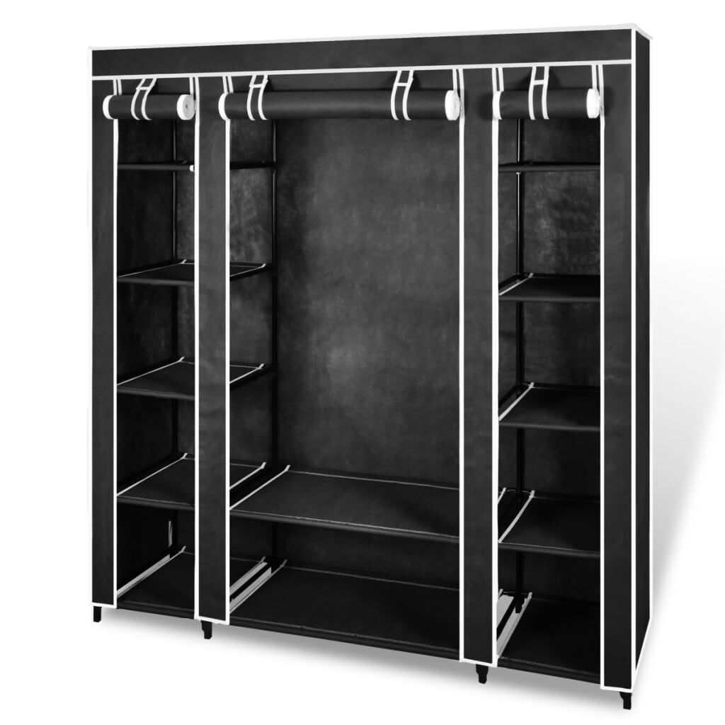 vidaXL Ντουλάπα με Ράφια / Σωλήνες Μαύρη 45 x 150 x 176 εκ. Υφασμάτινη