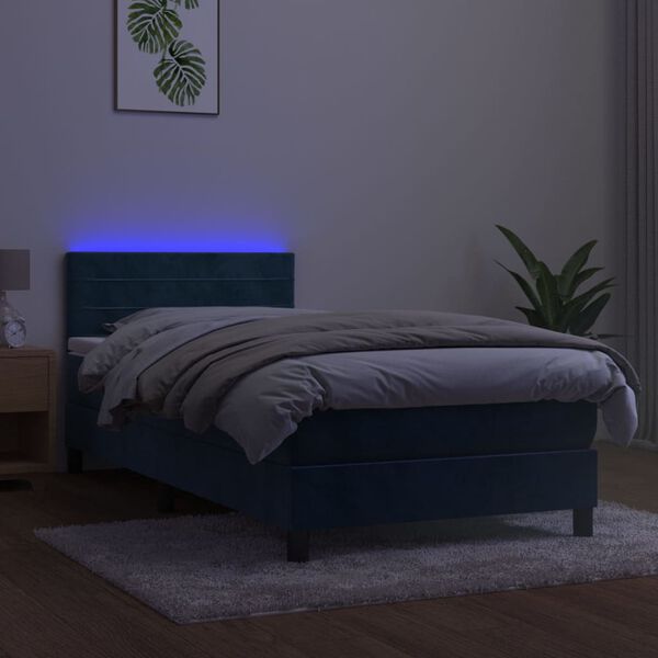 vidaXL &Kappa;&rho;&epsilon;&beta;ά&tau;&iota; Boxspring &mu;&epsilon; &Sigma;&tau;&rho;ώ&mu;&alpha; & LED &Sigma;&kappa;. &Mu;&pi;&lambda;&epsilon; 90x190 &epsilon;&kappa;. &Beta;&epsilon;&lambda;&omicron;ύ&delta;&iota;&nu;&omicron;
