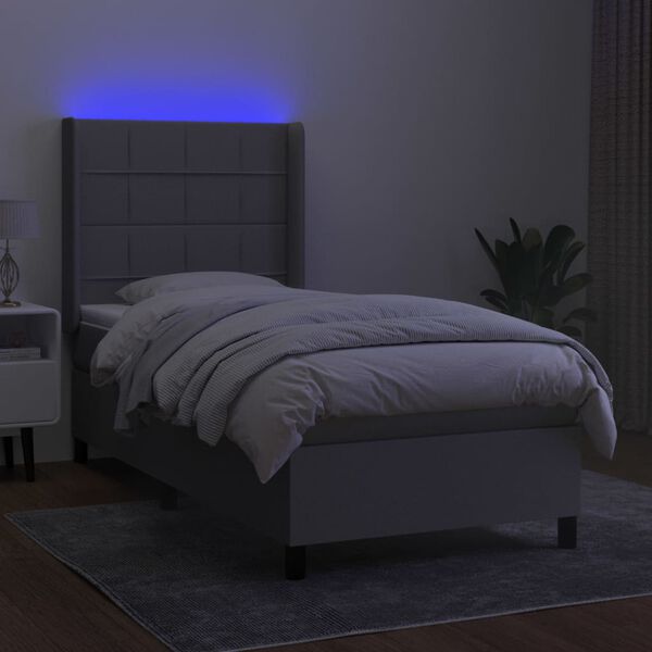 vidaXL &Kappa;&rho;&epsilon;&beta;ά&tau;&iota; Boxspring &mu;&epsilon; &Sigma;&tau;&rho;ώ&mu;&alpha; & LED &Alpha;&nu;.&Gamma;&kappa;&rho;&iota; 90x190 &epsilon;&kappa;. &Upsilon;&phi;&alpha;&sigma;&mu;ά&tau;&iota;&nu;&omicron;