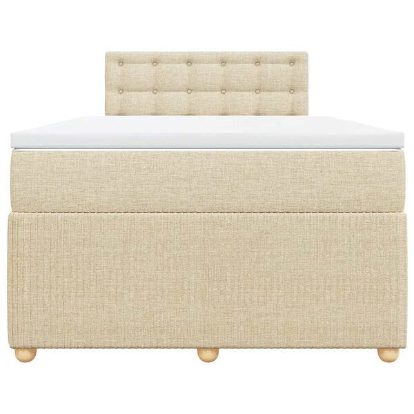 vidaXL Κρεβάτι Boxspring με Στρώμα Κρεμ 120x190 εκ. Υφασμάτινο