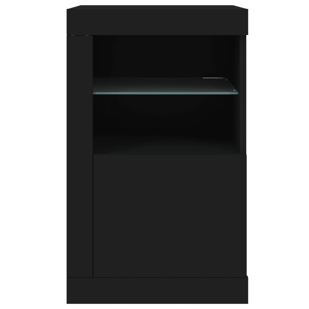 vidaXL Ντουλάπι Βοηθητικό με Φώτα LED Μαύρο από Επεξεργασμένο Ξύλο