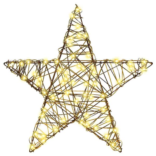 vidaXL 3D Αστέρι με 50 LED Θερμό λευκό 55 x 52.5 x 9 εκ Ρατάν